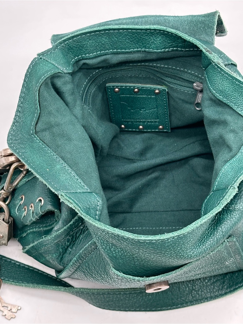 Free People We The Free Baby Leigh Distressed Leather Hobo Bag. - Picture 7 of 8